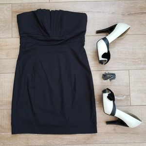 [2B Bebe] Strapless Black Pleated Bodice Minidress